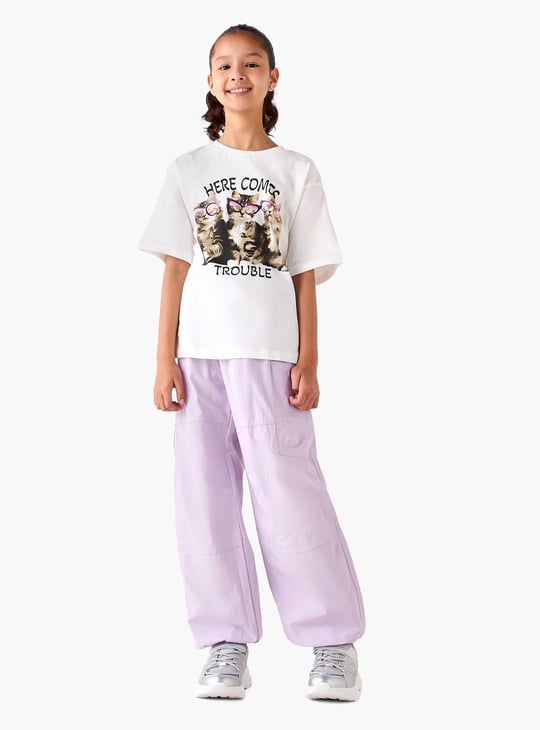 Juniors Solid Relaxed Fit Cargo Pants