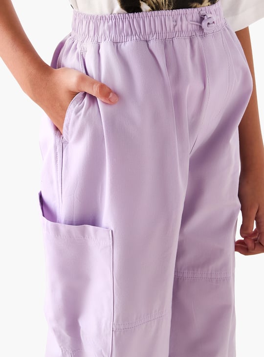 Juniors Solid Relaxed Fit Cargo Pants