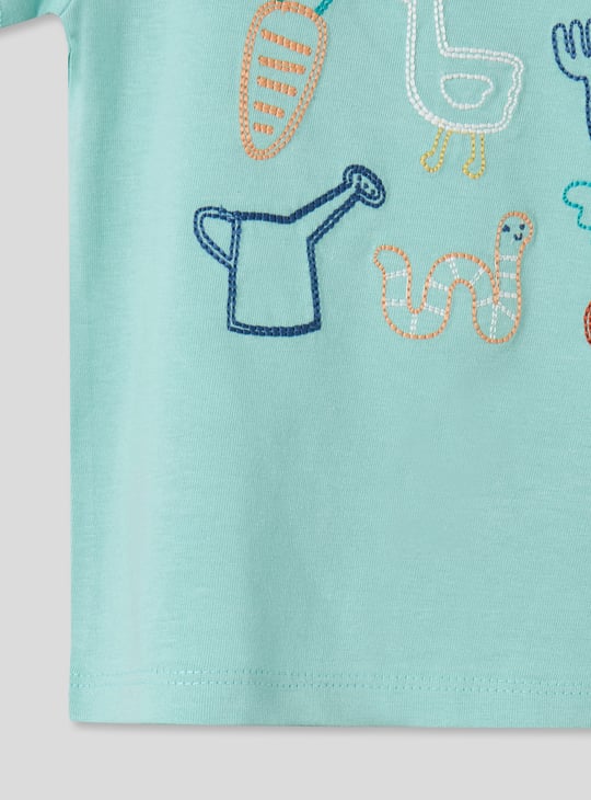 Juniors Applique Detail Short Sleeves T-shirt and Shorts - Set of 3