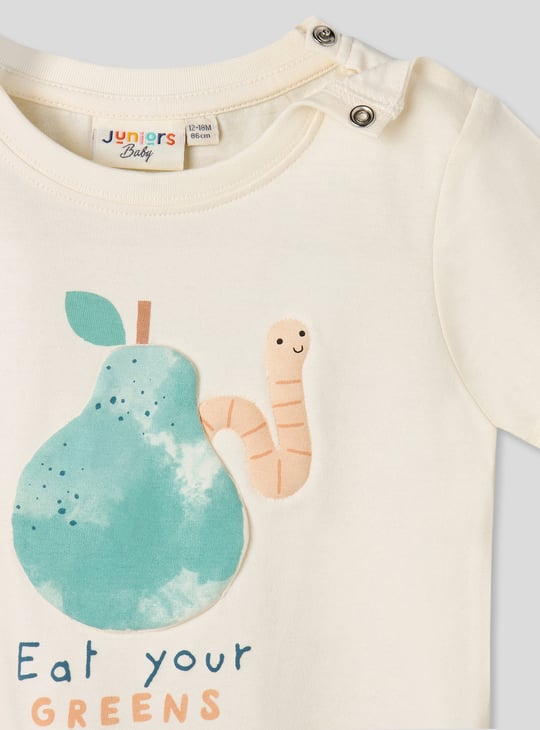Juniors Applique Detail Short Sleeves T-shirt and Shorts - Set of 3