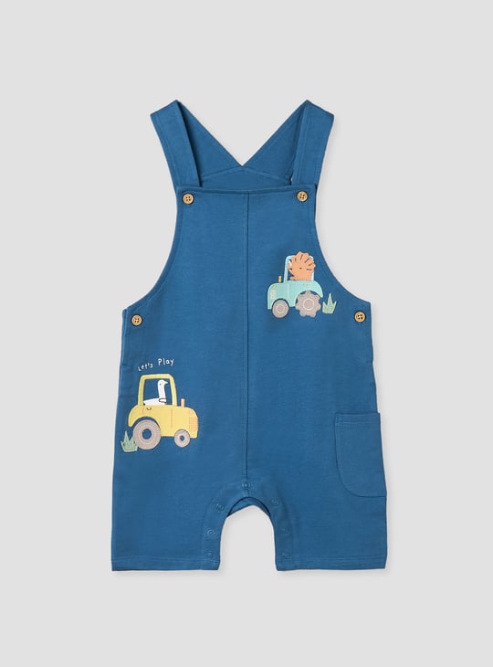 Juniors Applique Dungaree With T-shirt Set