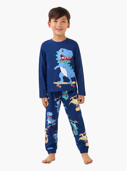Juniors Dinosaur Print T-shirt and Pyjama Set