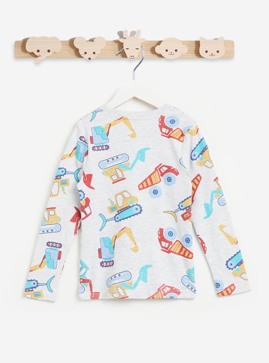 Juniors Construction Vehicle Print T-shirt and Pyjama Set