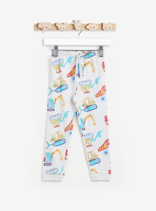 Juniors Construction Vehicle Print T-shirt and Pyjama Set