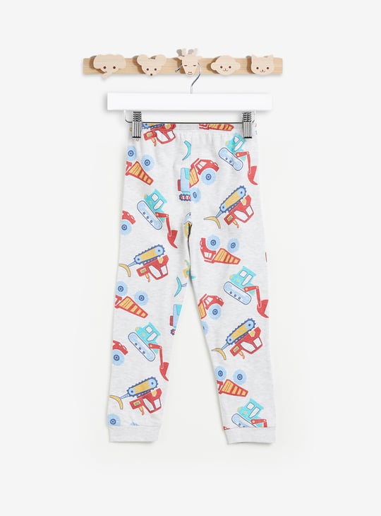 Juniors Construction Vehicle Print T-shirt and Pyjama Set