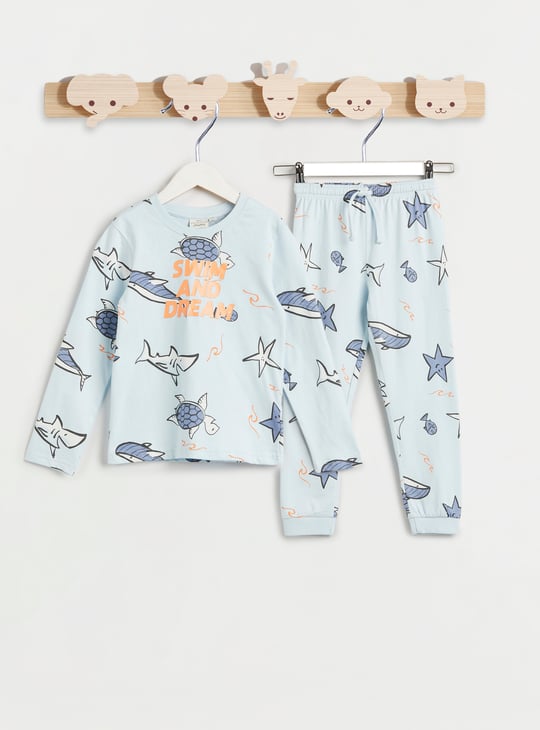 Juniors Printed T-shirt with Joggers Set