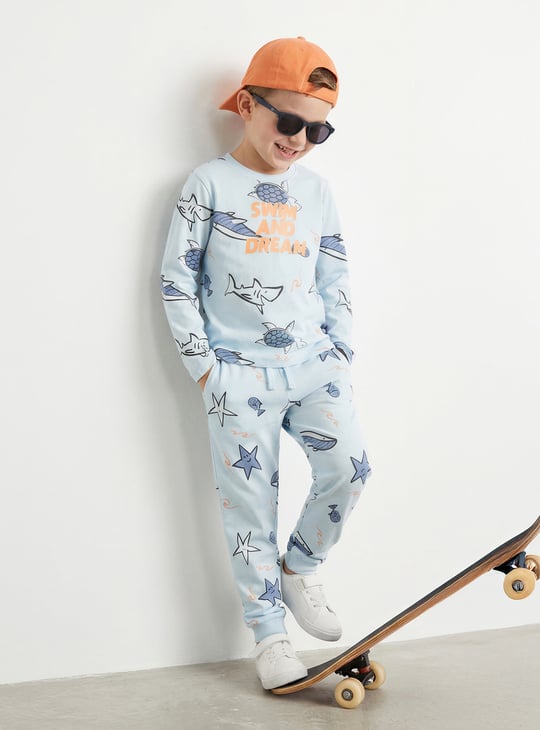 Juniors Printed T-shirt with Joggers Set