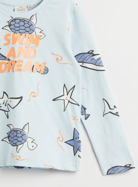 Juniors Printed T-shirt with Joggers Set