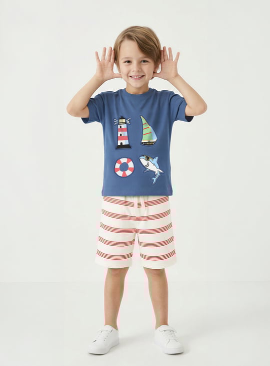 Juniors Sailor Applique T-shirt and Shorts - Set of 3