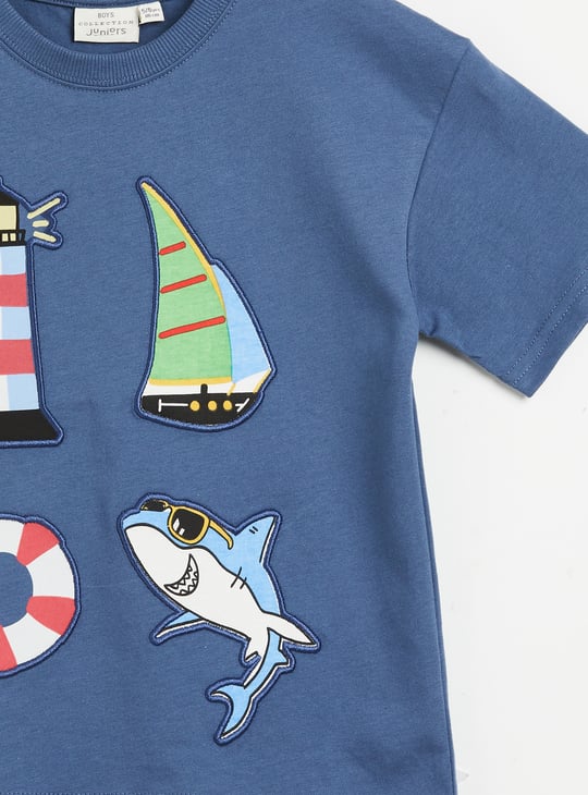 Juniors Sailor Applique T-shirt and Shorts - Set of 3