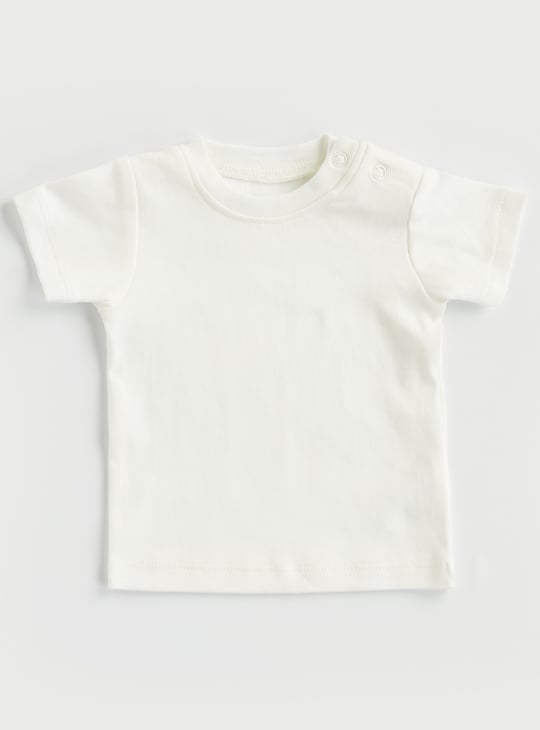 Juniors Solid T-shirt and Printed Dungaree Set