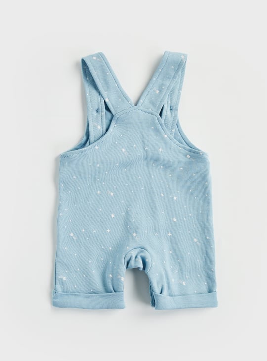 Juniors Solid T-shirt and Printed Dungaree Set