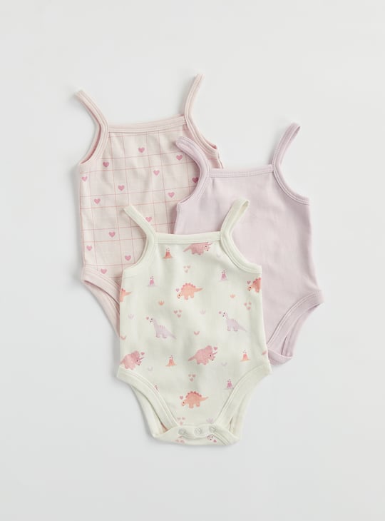 Juniors Printed Strappy Bodysuit - Set of 3