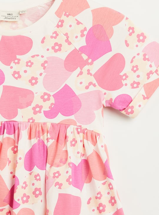 Juniors Heart Print A-line Dress