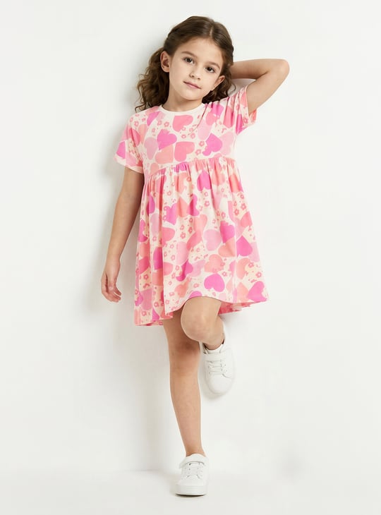 Juniors Heart Print A-line Dress