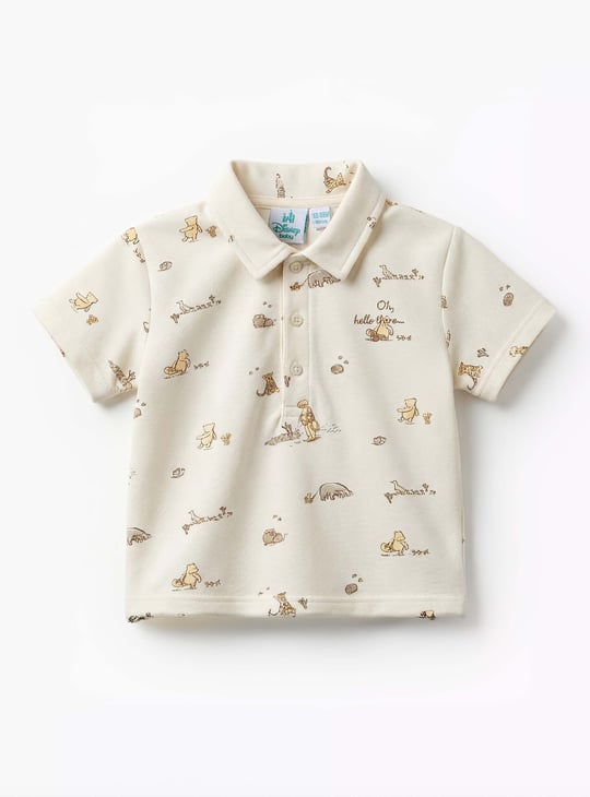 Juniors Winnie the Pooh Print Polo T-shirt and Shorts Set