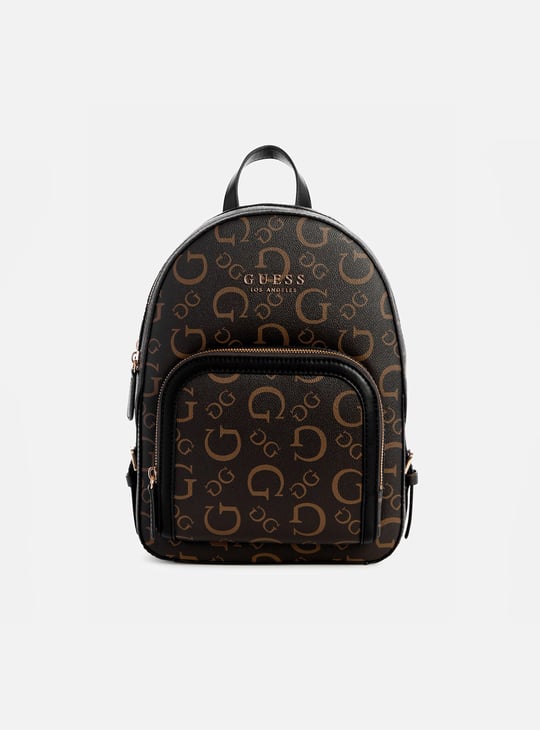 GUESS Logo Print Backpack | Brown display picture 2