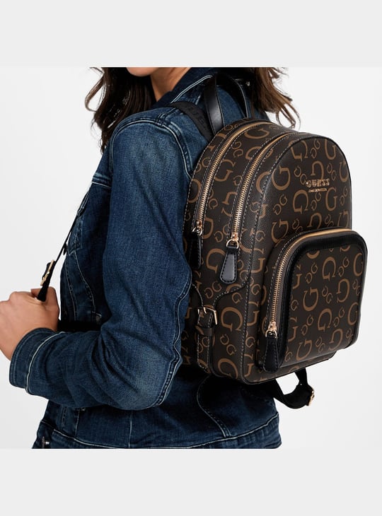 GUESS Logo Print Backpack | Brown