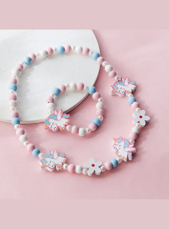 FAME FOREVER Unicorn Beaded Necklace and Bracelet