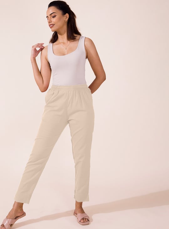 GO COLORS Solid Straight Pants