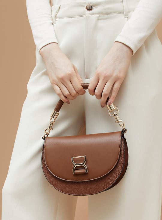 CODE Solid Half Moon Handheld Bag | Brown