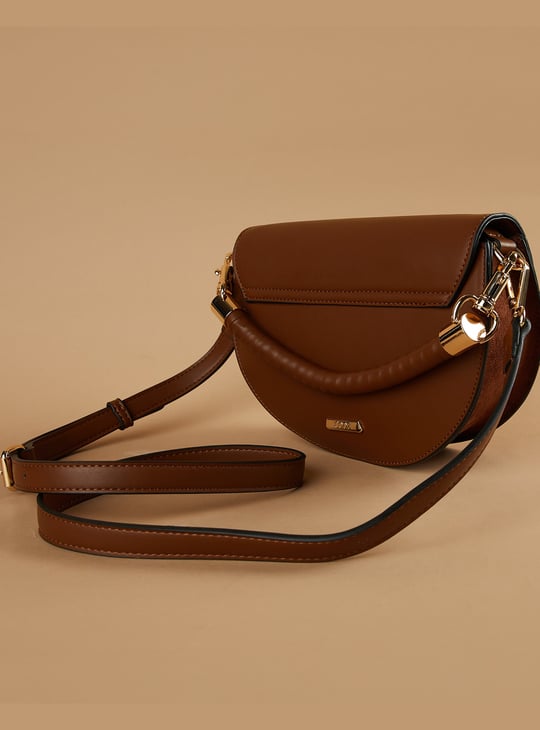 CODE Solid Half Moon Handheld Bag | Brown