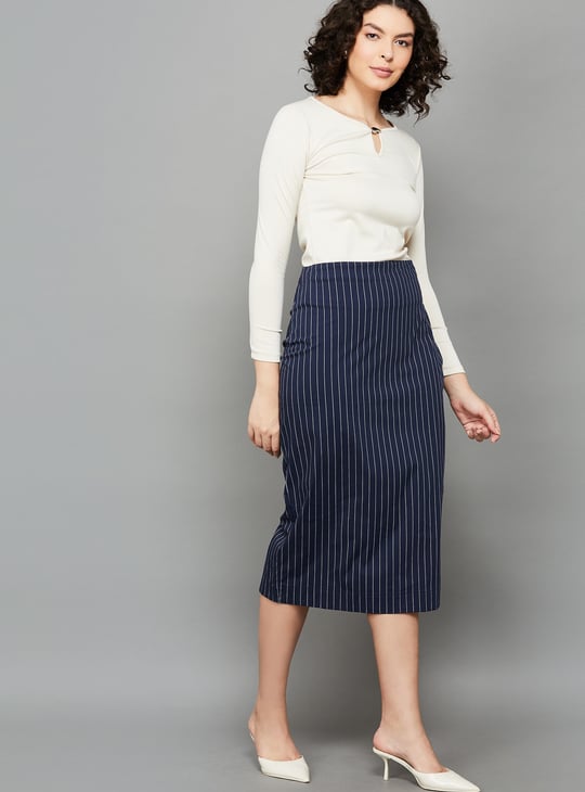 Buy AND Striped Pencil Skirt from AND at just INR 2890.0