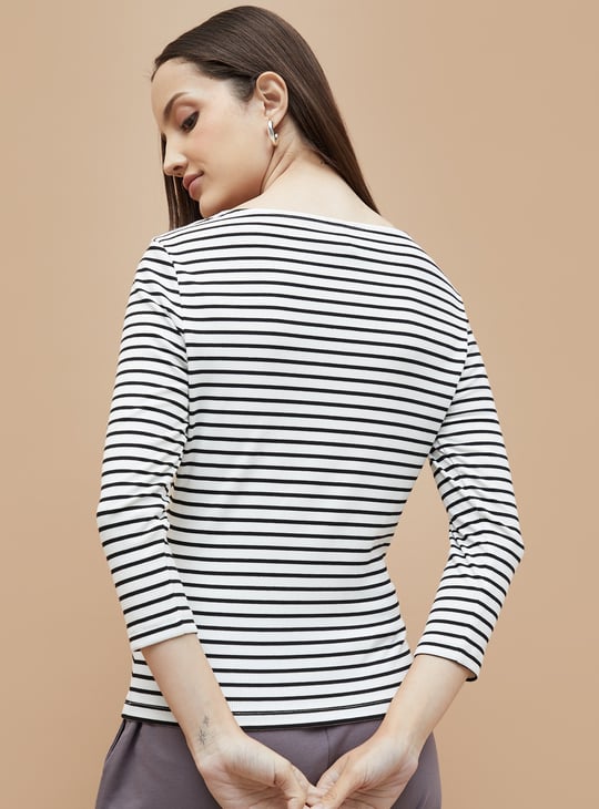 FAME FOREVER Striped Henley T-shirt
