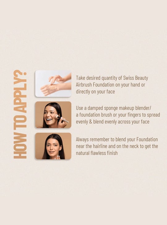 SWISS BEAUTY Airbrush Finish Full Coverage Foundation - 03 Nude Beige - 30ml