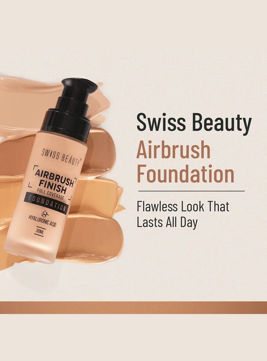 SWISS BEAUTY Airbrush Finish Full Coverage Foundation - 03 Nude Beige - 30ml