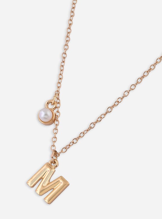 TONIQ Embellished Alphabet Pendant Necklace