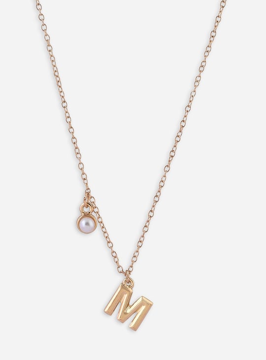 TONIQ Embellished Alphabet Pendant Necklace