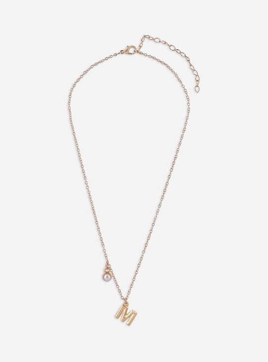 TONIQ Embellished Alphabet Pendant Necklace