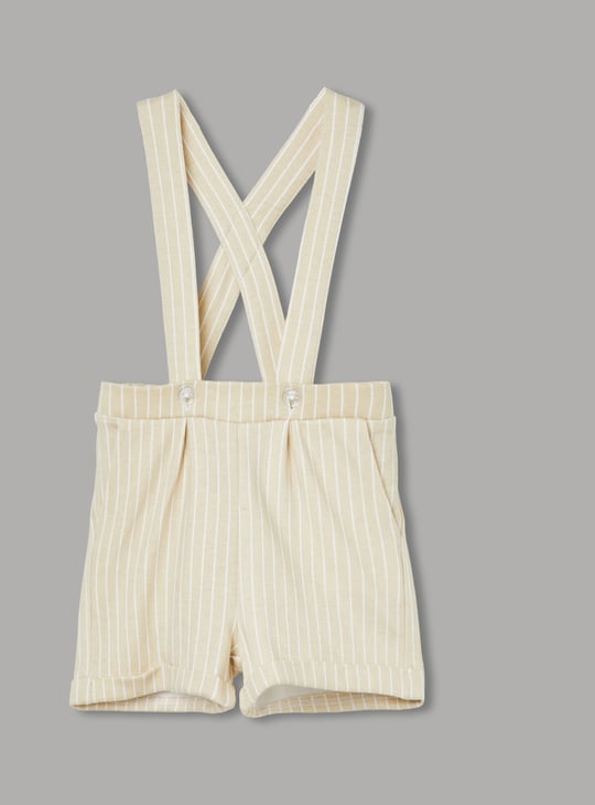 FAME FOREVER Boys Bodysuit with Striped Suspender Shorts