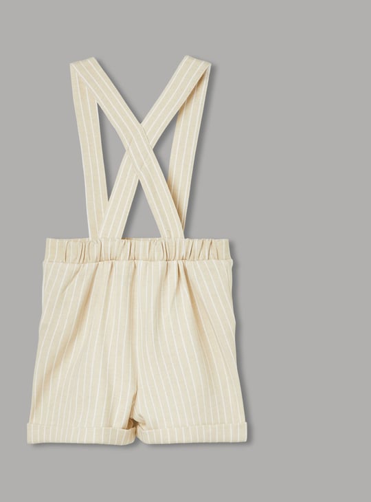 FAME FOREVER Boys Bodysuit with Striped Suspender Shorts