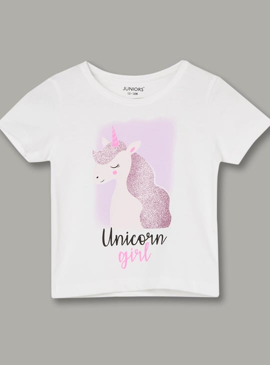 JUNIORS Girls Unicorn Print T-shirt
