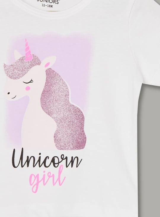 JUNIORS Girls Unicorn Print T-shirt