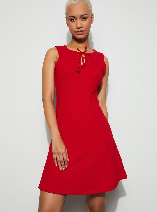 GINGER Bow Tie-Up A-line Dress
