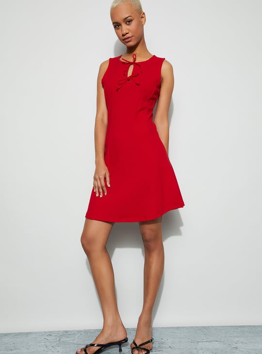 GINGER Bow Tie-Up A-line Dress