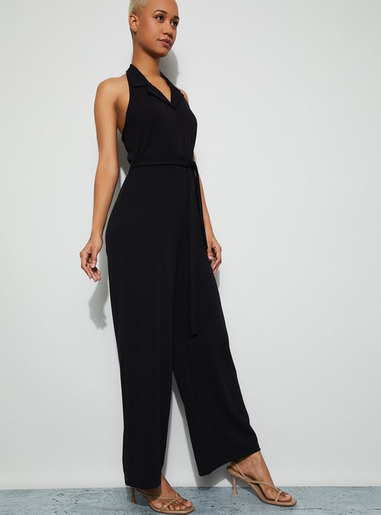 GINGER Solid Halter Neck Jumpsuit