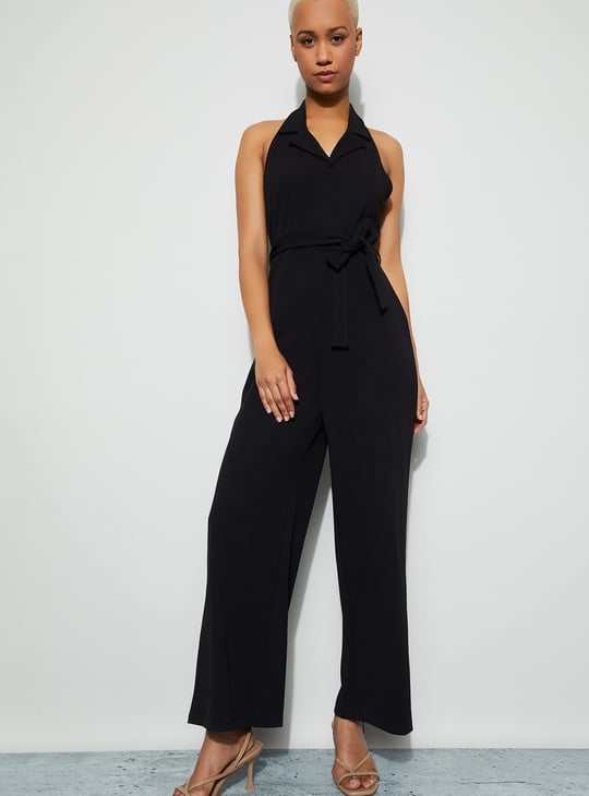 GINGER Solid Halter Neck Jumpsuit