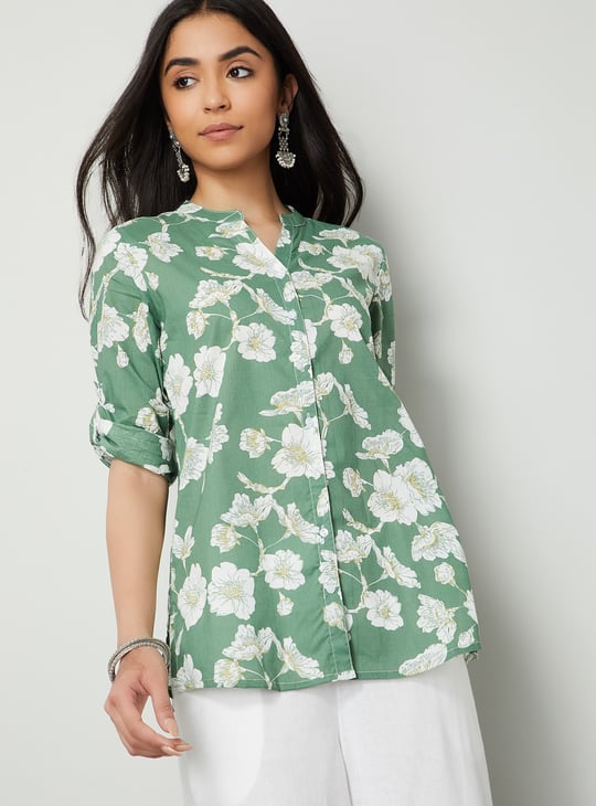 MELANGE Floral Print Straight Kurti