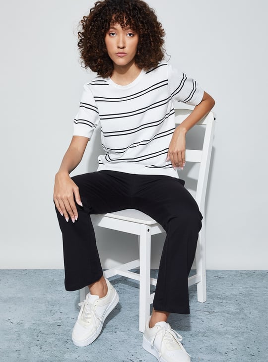 FAME FOREVER Striped Knit Top