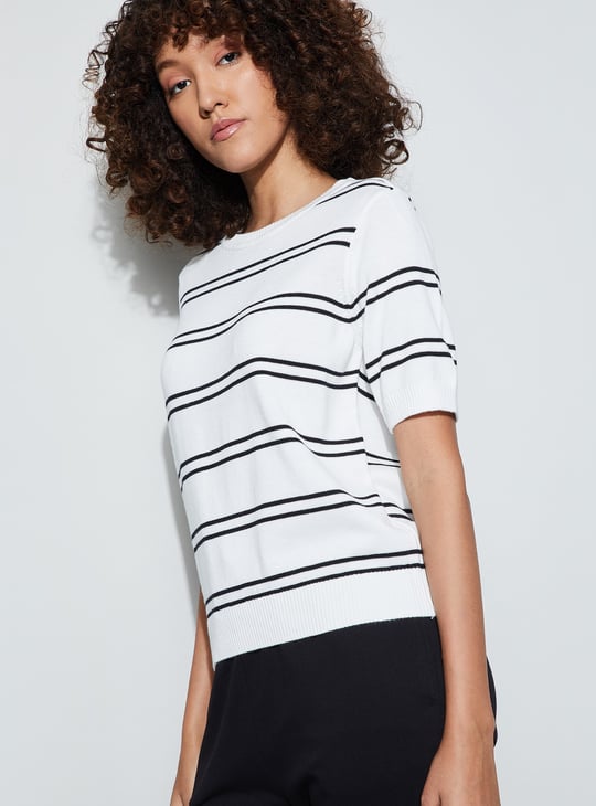 FAME FOREVER Striped Knit Top