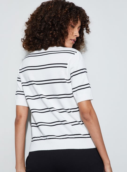 FAME FOREVER Striped Knit Top