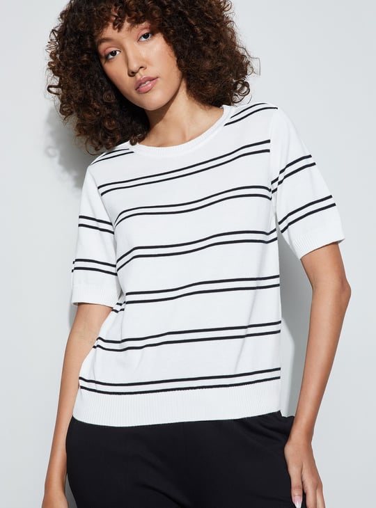 FAME FOREVER Striped Knit Top