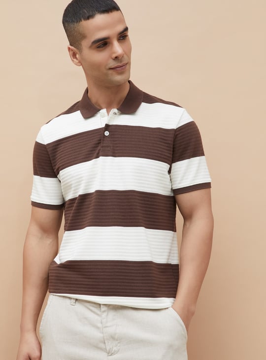 CODE Striped Polo T-shirt