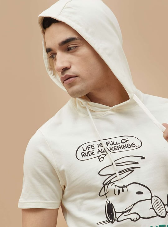 FAME FOREVER Peanuts Print Hooded T-shirt