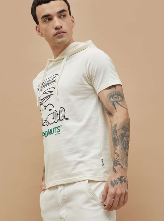 FAME FOREVER Peanuts Print Hooded T-shirt