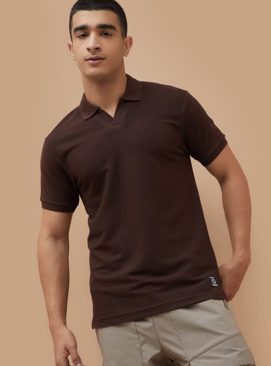 SmileyWorld Striped Johnny Collar T-shirt